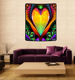 Rainbow Heart Tapestry, Psychedelic Fairy Wall Hanging, Original Artwork -"Universal Love"