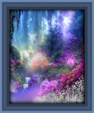 Landscape Impressionist Wall Art Print in a gray frame, Rainbow Fantasy Dreamscape - "The Fairy Realm" by Primal Painter
