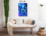 Blue Energy Art Print, Teal and Purple Goddess Theme with Symbolism - "Alignment"
