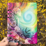 Flower Child Colorful Art Binder Notebook, Purse Size Lined Journal for Dreams or Diary