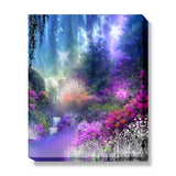 Landscape Impressionist Art Stretched Canvas Print, Rainbow Fantasy Dreamscape - "The Fairy Realm" by Primal Painter