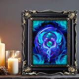 Reiki Wall Decor, Twin Flames Energy Art, Blue Violet Print "Healing Circle"