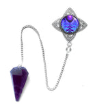 Amethsyt Crystal Pendulum, Dowsing Tool with Reiki Energy Art by Primal Painter - "Intuitive Truth"