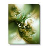 Abstract art  canvas print with mossy greens, creams, and taupe in a swirling, earthy pattern