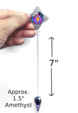 Amethsyt Crystal Pendulum with Violet Flame Energy Art Pendant - "Transmutation"