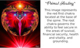 Red Binder Notebook with Unique Root Chakra Energy Art called Primal Healing, A5 Lined Journal