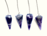 Faceted Amethsyt Crystal Pendulum with Attached Energy Art Pendant - "Chakra Healing"