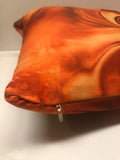 Soft Faux Suede Throw Pillow, Orange Home Decor of Original Angel Art - "Ride the Wave"
