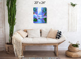 Waterfall Impressionist Art Print, Blue Fantasy Dreamscape by Primal Painter - "Water Sprite"