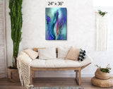 Modern Abstract Flower Art Print in Purple and Teal with Positive Energy and Symbolism - "When Flowers Dream"