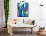 Modern Abstract Flower Art Print in Purple and Teal with Positive Energy and Symbolism - "When Flowers Dream"