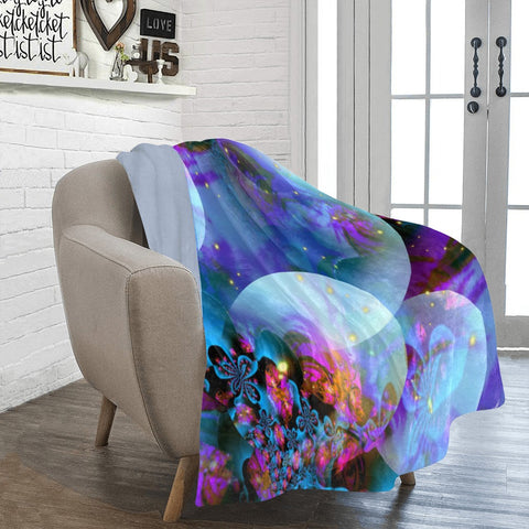 Super Soft Sherpa Blanket, Velvety Minky Throw, Visionary Art Home Decor - "Spirit Orbs"