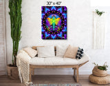 Gallery Stretched Canvas Mandala Print, Rainbow Sacred Geometry, Fairy Angel Art - "Centered"