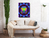 Gallery Stretched Canvas Mandala Print, Rainbow Sacred Geometry, Fairy Angel Art - "Centered"