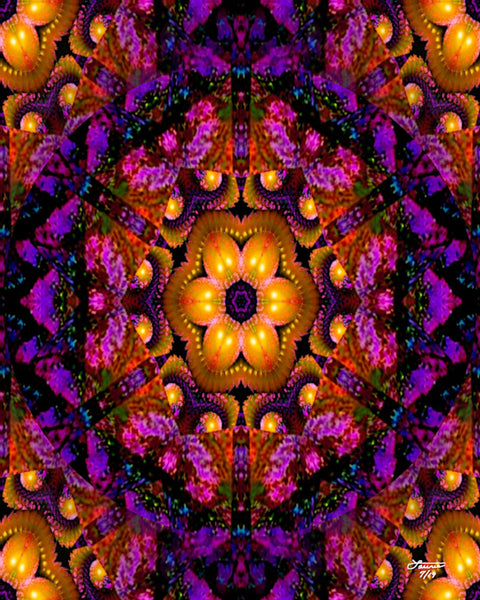Orange and Purple Mandala Art Print, Chakra Sacred Geometry Wall