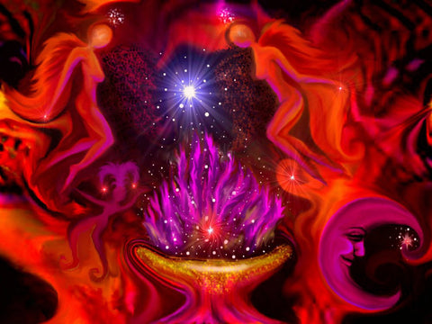Energy Art Red Chakra Angel  Violet Flame Healing Reiki Wall Decor