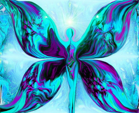 Reiki Wall Decor Goddess Energy Art Blue Purple Teal 8 x 10 Abstract Art Print