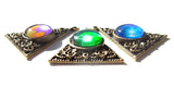 Rainbow Chakra Earrings, Pyramid Triangle Shape, Positive Energy Art - "Chakra Healing"