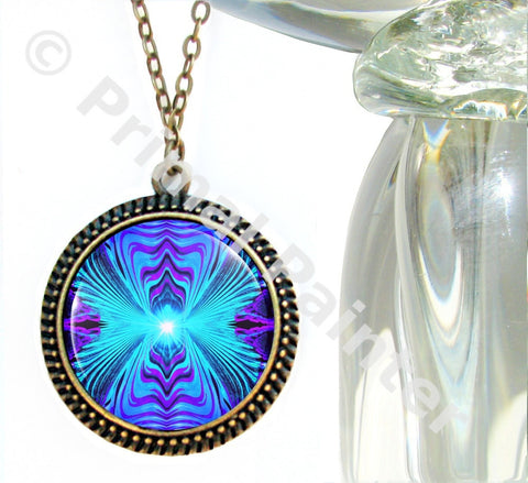 Purple Teal Chakra Jewelry Reiki Energy Necklace Wearable Art