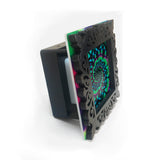 Green Swirl Night Light, Freestanding or Plug-in Decorative Lighting, 3D Framed Art- "Heart Chakra Spiral"