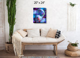 Violet Blue Stretched Canvas Wall Decor, Dreamscape Fantasy Art - "Spirit Orbs"
