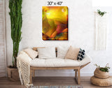 Yellow Abstract Landscape Art, Inspirational Artwork with Meaning by Primal Painter - "The Journey"