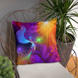 Rainbow Fairy Art Throw Pillow, Colorful Soft Home Decor, Uplifting Energy Art Pillowcase- "The Gift"