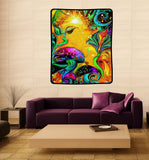 Huge Wall Hanging, Fantasy Fairy Art Tapestry with Mushrooms - "Waking Life"
