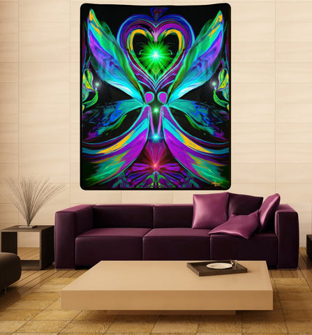 Twin Flames Tapestry, Soulmate Artwork, Reiki Throw "Unconditional Love"