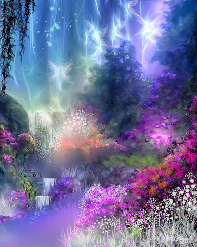 Landscape Impressionist Art Print, Rainbow Fantasy Dreamscape - "The Fairy Realm" by Primal Painter