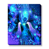 Blue Energy Art Print, Teal and Purple Goddess Theme with Symbolism - "Alignment"