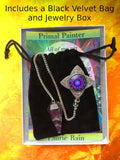 Amethsyt Crystal Pendulum, Dowsing Tool with Metaphysical Art by Primal Painter - "Intuitive Heart"