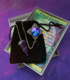 Faceted Amethsyt Crystal Pendulum, Intuition Tool with Metaphysical Art - "The Seer"