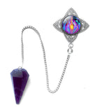 Amethsyt Crystal Pendulum with Violet Flame Energy Art Pendant - "Transmutation"