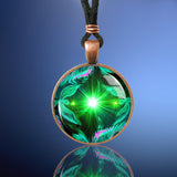 Glowing green angel necklace as part of a  twin flames gift set 