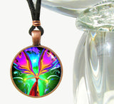 Rainbow Angel Necklace with violet flame wings. Metaphysical art by Primal Painter