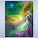Rainbow jewel tones and flowing ribbons of ethereal color highlight this goddess art canvas print by Primal Painter called Aphrodite. 