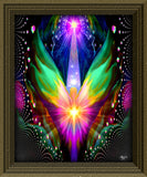 Visionary Art Print, Psychedelic Guardian Angel, Rainbow Energy Artwork by Primal Painter - "Astral Connection"