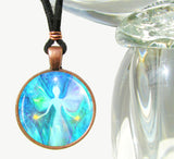 Chakra Jewelry, Pastel Blue Angel Reiki Necklace, Metaphysical Wearable Art - "Aura Angel"