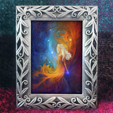 Mini goddess art called Nebula by Primal Painter and displayed in a pewter frame