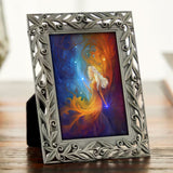 Mini goddess art called Nebula by Primal Painter and displayed in a pewter frame