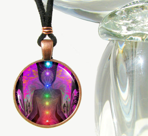 Chakra Energy Necklace, Spiritual Jewelry, Rainbow Angel Artwork - Ba –  Primal Painter