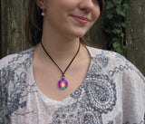 Rainbow Angel Pendant, Twin Moons Necklace, Pink Rays - "The Beacon"