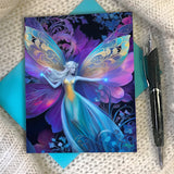 Greeting card of a rainbow fairy with butterfly wings  by Primal Painter.