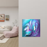 Beveled Edge Blue and Purple Decorative Switch Plate Cover, 2 Sizes, Abstract Design