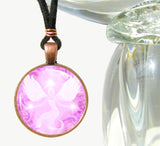 Soft pink angel necklace with metaphysical art by Primal Painter