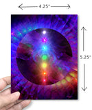 Chakra art, rainbow abstract pattern greeting card with dimensions