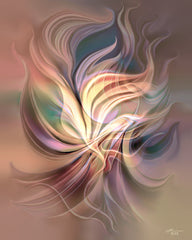 An abstract modern art print by Primal Painter featuring warm colors and earth symbolism, representing the 'Dance of Energy' theme.