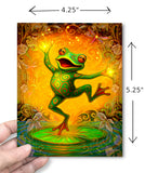 Dancing Frog Greeting Card, Collectible Art Series by Primal Painter