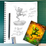 Dancing Frog Greeting Card, Collectible Art Series by Primal Painter